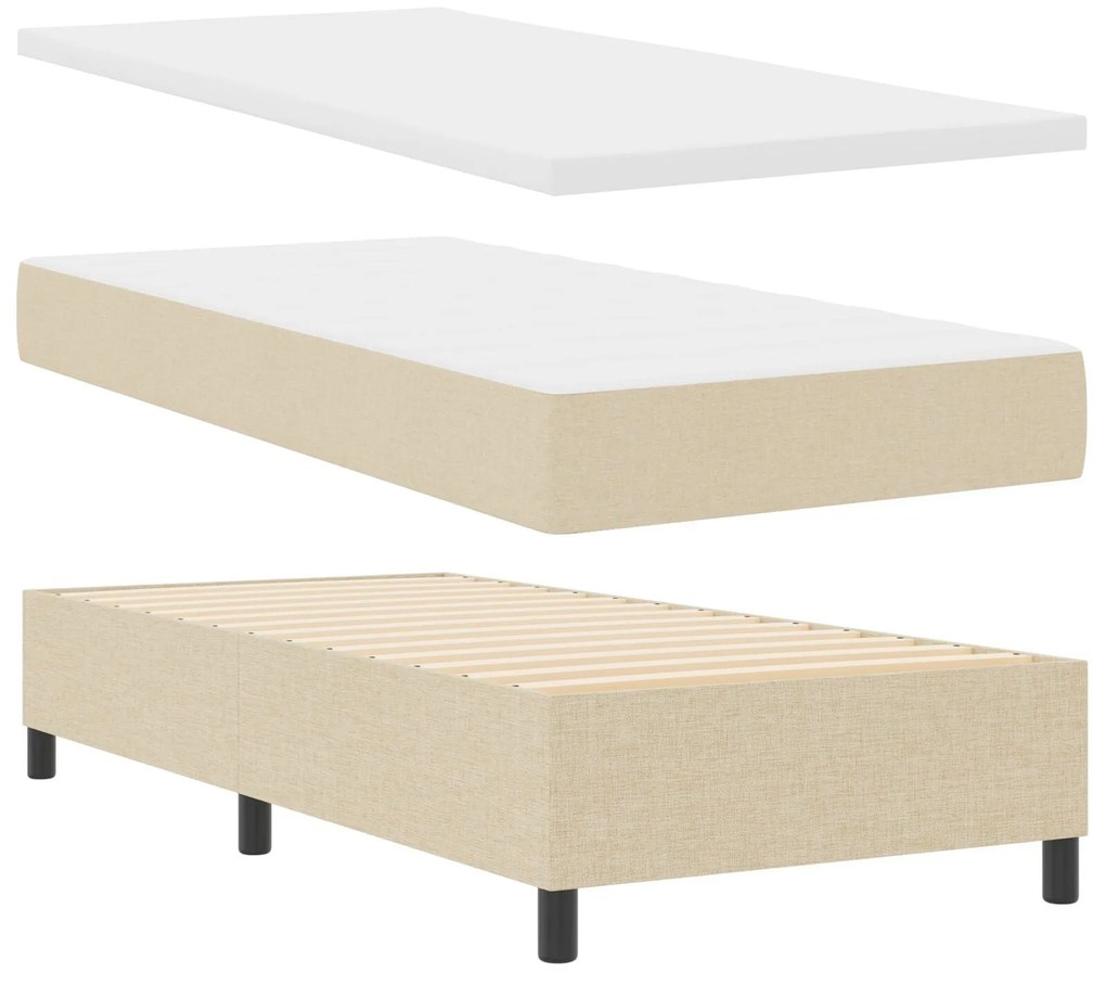 Cama Box com Colchão Creme 90x200 cm Tecido