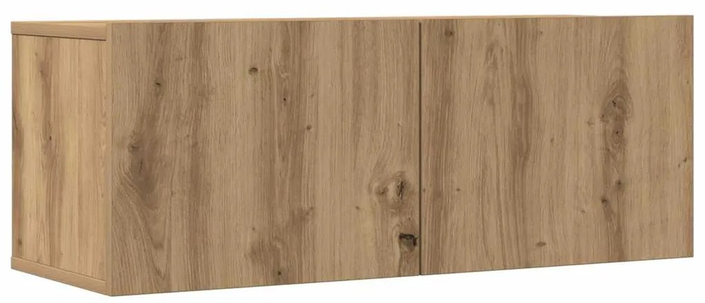Conjunto de armário TV parede 4 pcs madeira carvalho artisiano