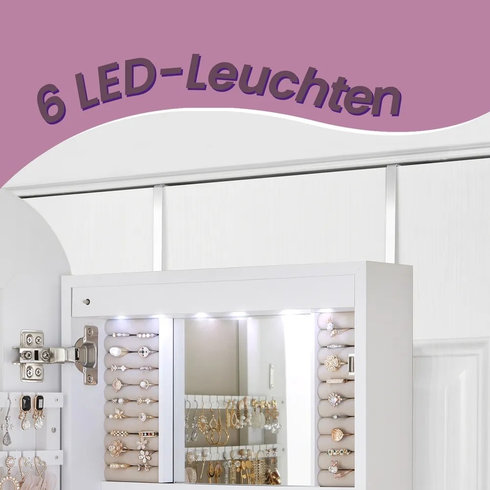 Armário de parede para joias 10 x 42 x 108 cm com espelho Superfície em branco