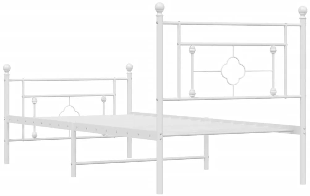 Estrutura de cama com cabeceira e pés 90x190 cm metal branco