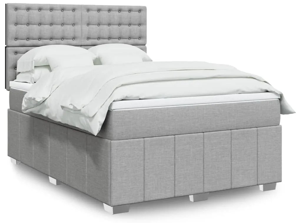 vidaXL Cama com molas/colchão 160x200 cm tecido cinzento-claro