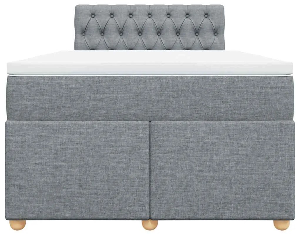 Cama boxspring com colchão 120x190 cm tecido cinzento-claro