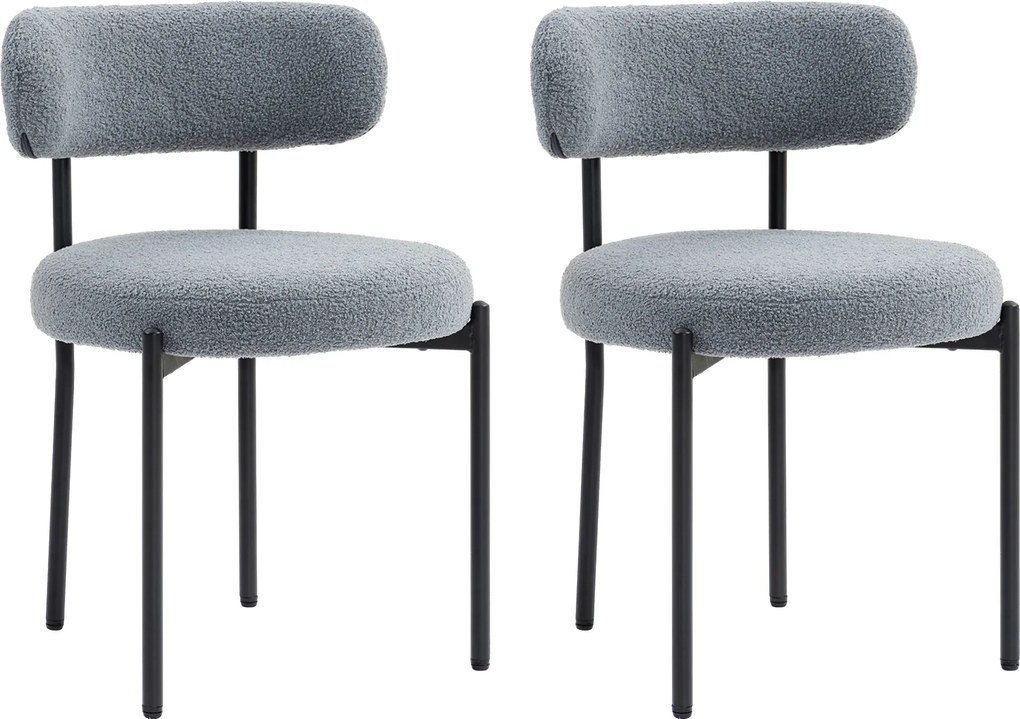 HOMCOM Conjunto de 2 Cadeiras de Sala de Jantar com Encosto em Tecido Pernas em Aço 51x51x76 cm Cinza | Aosom Portugal