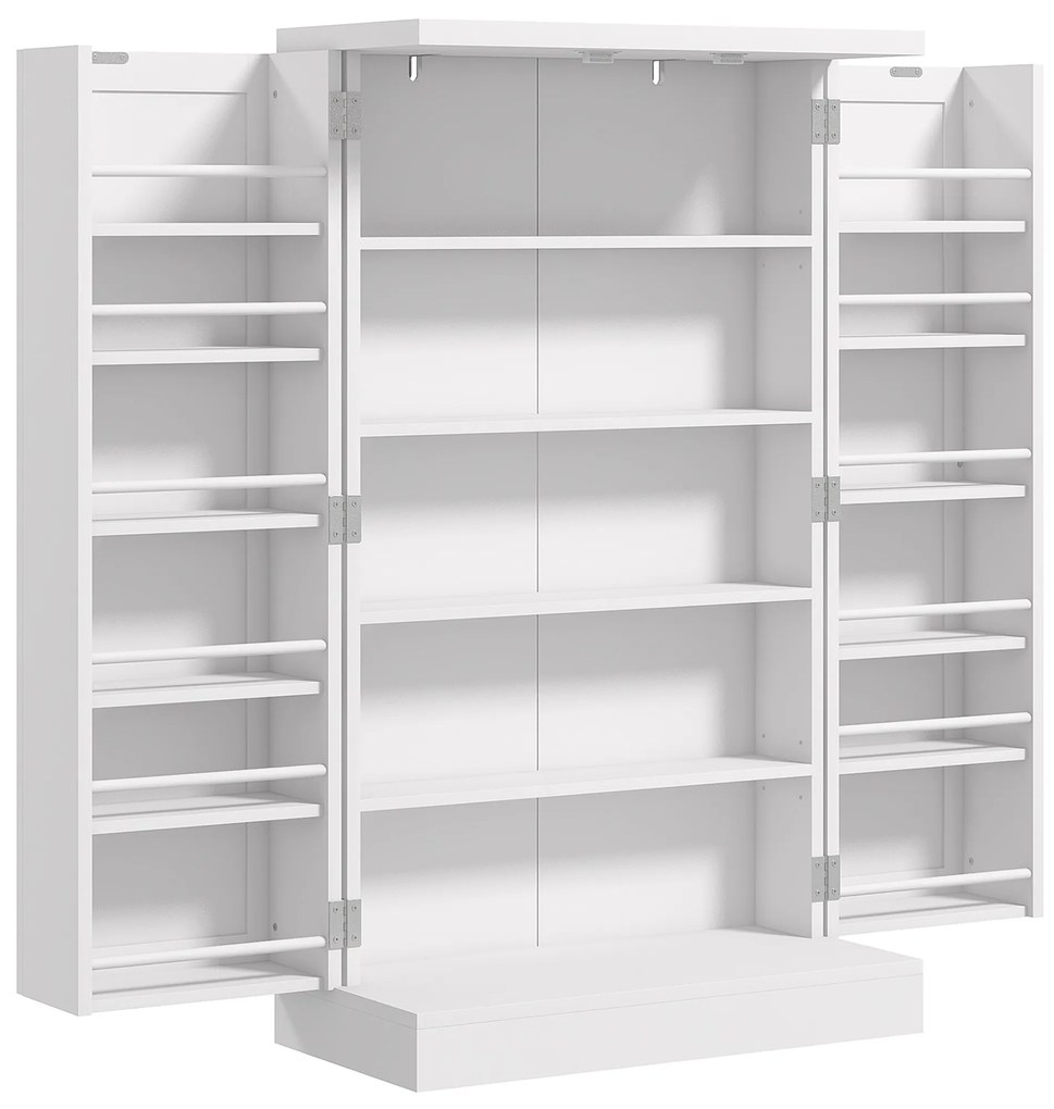 Armário de Cozinha Despensa Cozinha com 2 Portas 16 Prateleiras Aparador Moderno 60x30x104 cm Branco