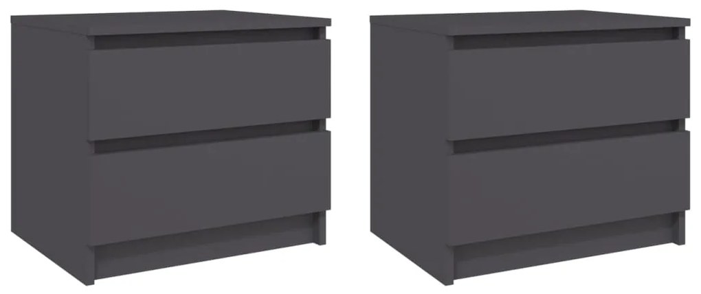 vidaXL Mesas de cabeceira 2 pcs 50x39x43,5 cm contraplacado cinzento