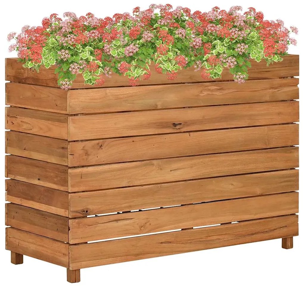 47428 vidaXL Vaso/floreira 100x40x72 cm madeira de teca reciclada e aço
