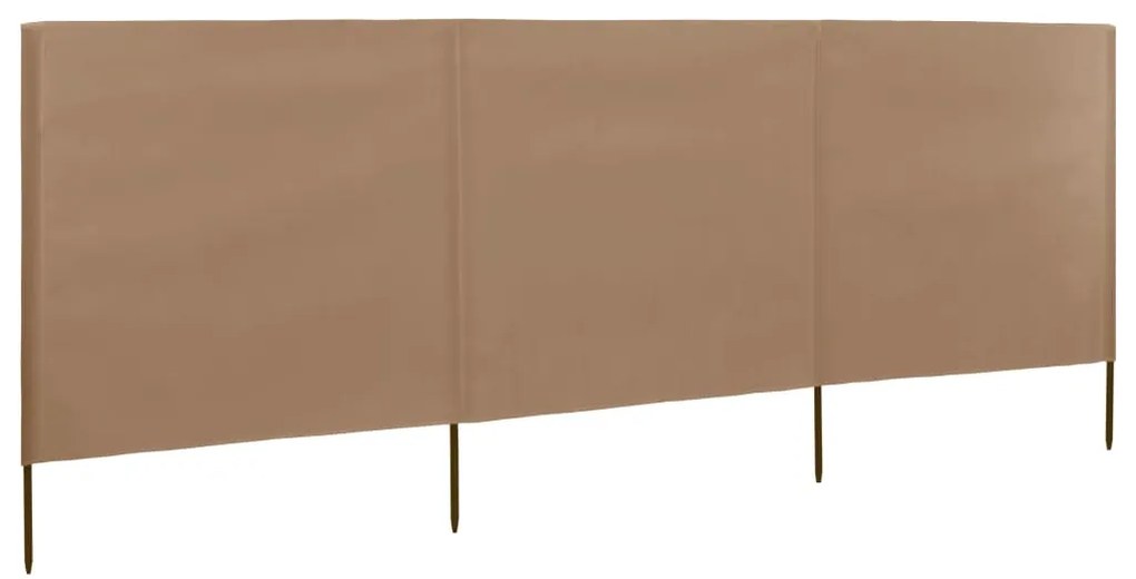 vidaXL Para-vento com 3 painéis tecido 400x120 cm cinzento-acastanhado