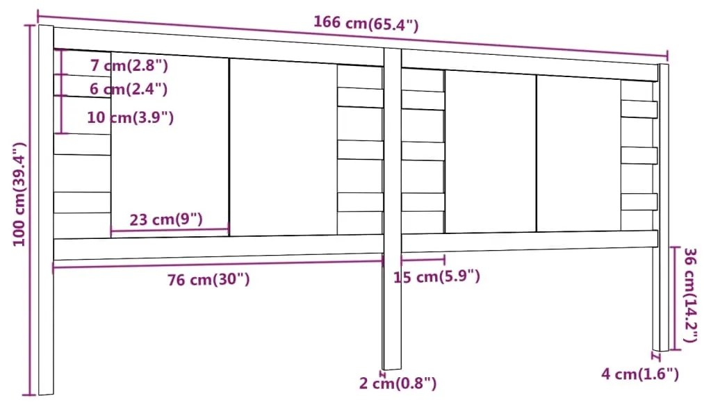 Cabeceira de cama 166x4x100 cm pinho maciço preto