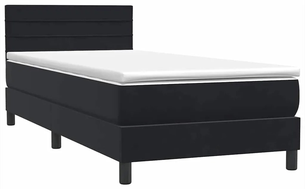 Cama box spring com colchão 90x210 cm veludo preto