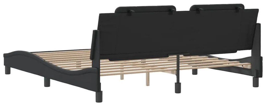Estrutura de cama c/ cabeceira 180x200cm couro artificial preto