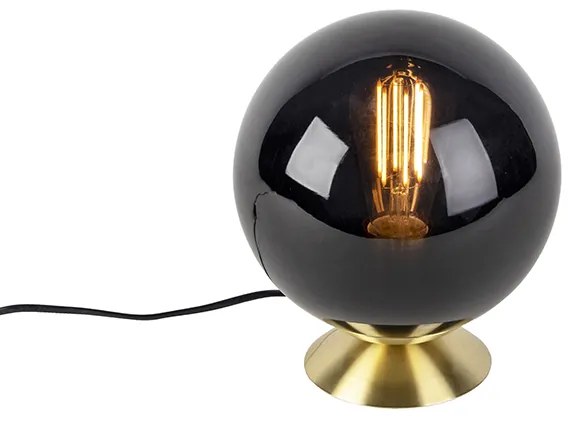 Candeeiro de mesa Art Deco em latão com vidro preto - Pallon Art Deco