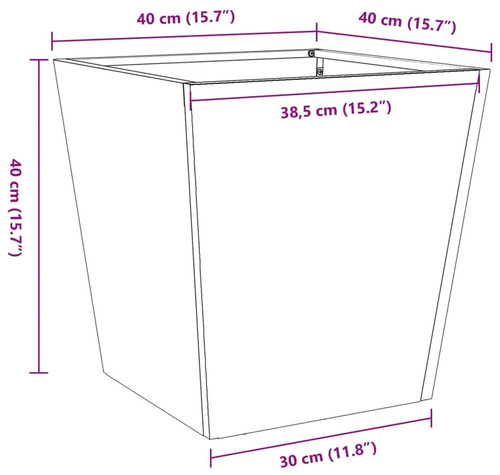 Garden Planter 40x40x40 cm aço resistente às intempéries