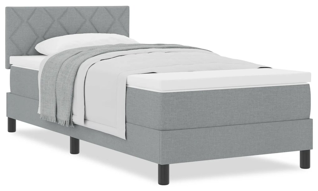 Cama Box Spring com Colchão Cinza Claro 90x200 cm Tecido