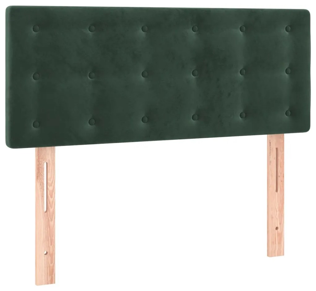 Cama boxspring com colchão 120x200 cm veludo verde-escuro