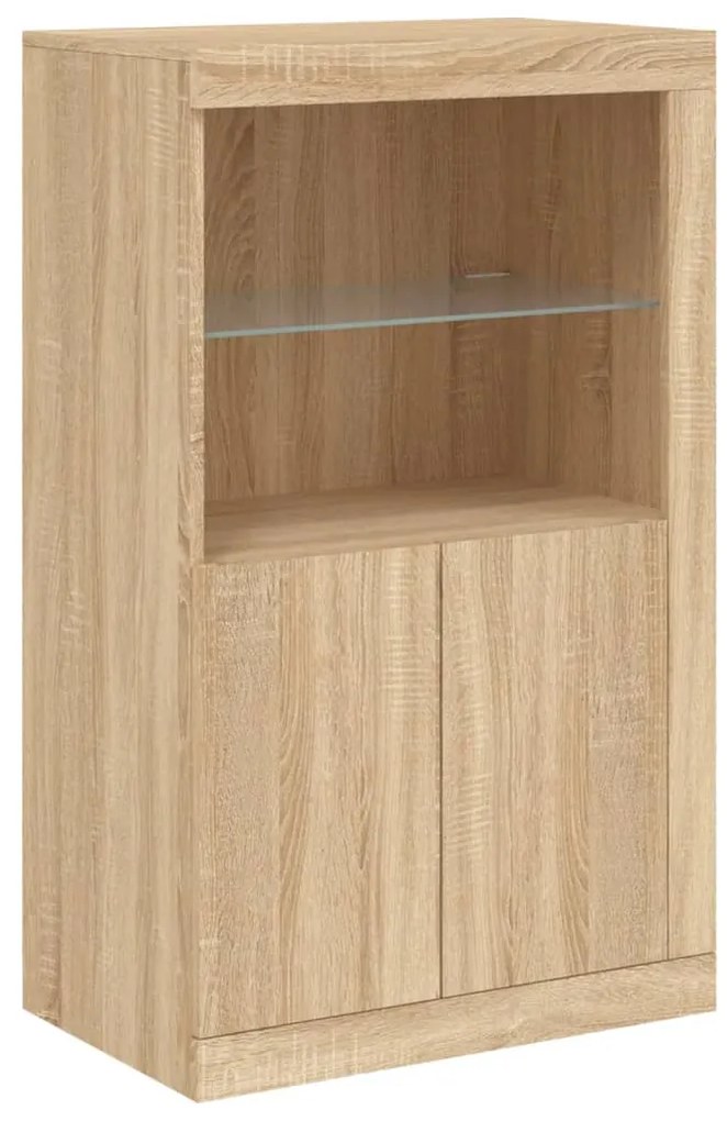 Aparador com luzes LED 181,5x37x100 cm carvalho sonoma