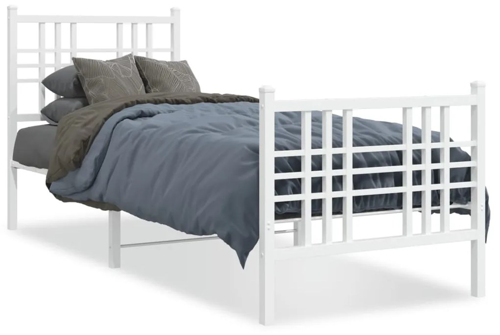 Estrutura de cama com cabeceira e pés 80x200 cm metal branco