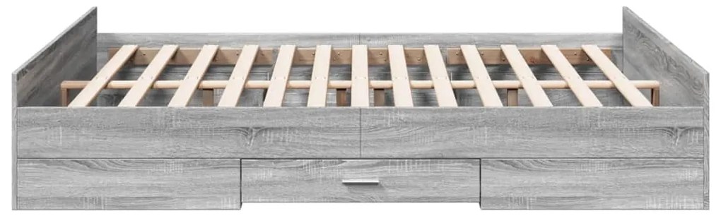 Estrutura de cama c/ gavetas derivados madeira cinza sonoma