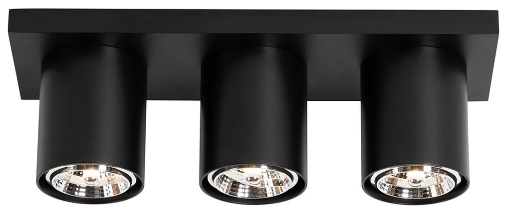 Candeeiro de Teto Moderno Preto 3 Luzes - Tubo Moderno
