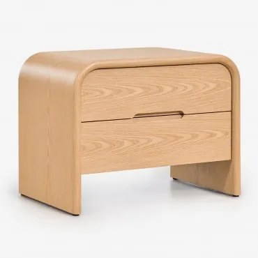 Pack De 2 Mesas De Cabeceira 45x40 Cm Em Mdf Claudres Castanho Roble - Sklum