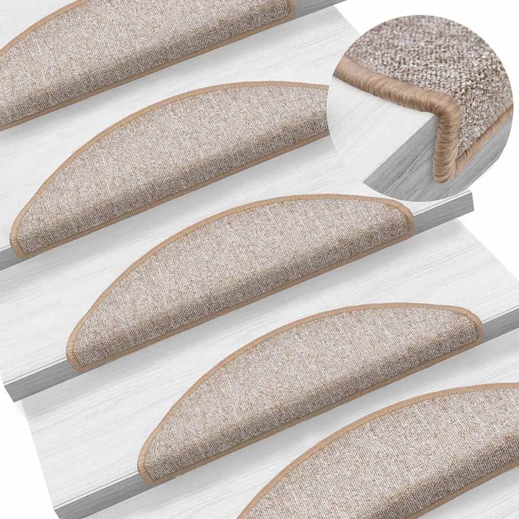 Tapetes de escada 30 pcs 56x17x3 cm castanho-claro