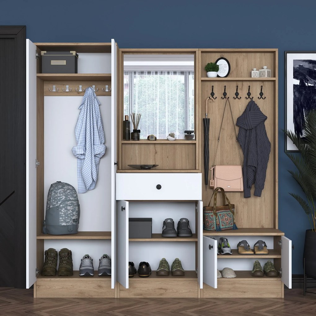 Hall Stand P6 – White/Nogueira – 179,4x182,8x37,5 cm