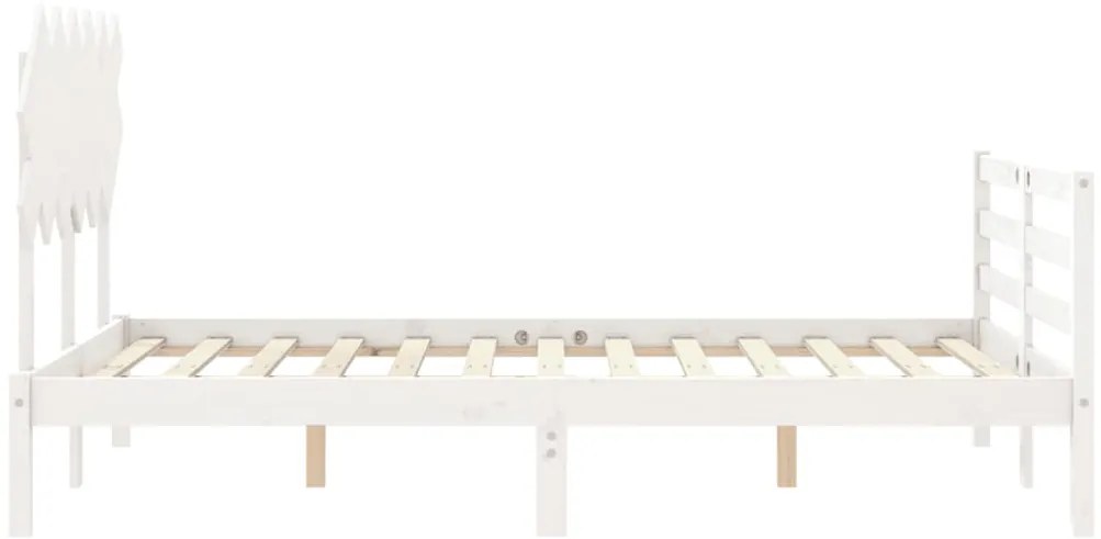 Estrutura de cama com cabeceira 120x200cm madeira maciça branco