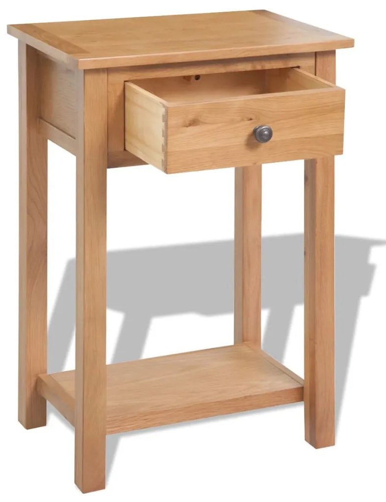 Mesa consola de carvalho maciço 50x32x75 cm castanho