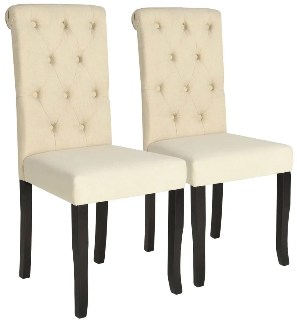 vidaXL Cadeiras de jantar 2 pcs tecido cor creme