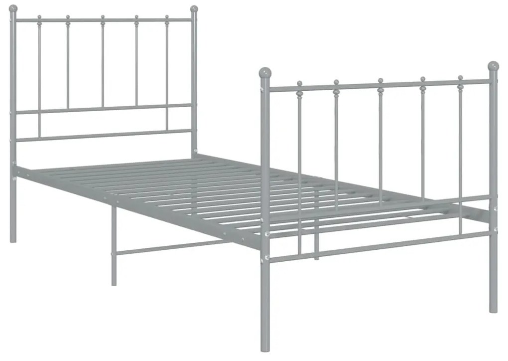 Estrutura de cama 100x200 cm metal cinzento