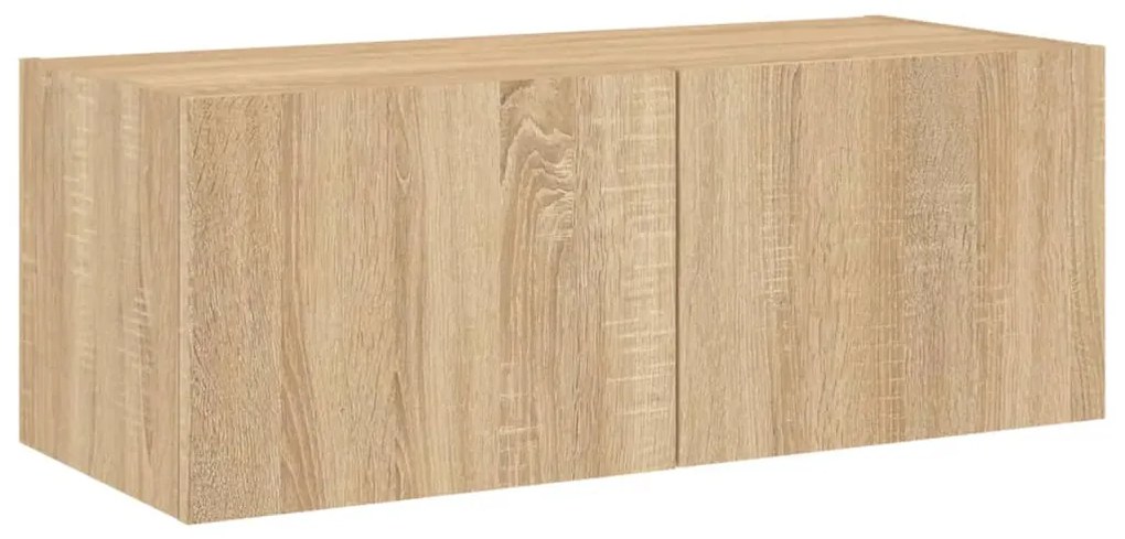 Móvel de parede p/ TV c/ luzes LED 80x35x31 cm carvalho sonoma