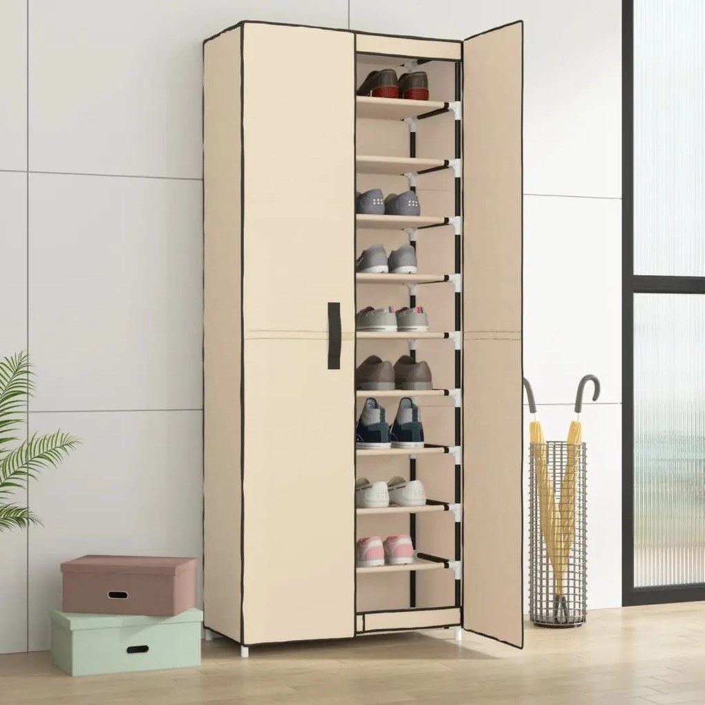 337260 vidaXL Sapateira 60x30x166 cm tecido cor creme