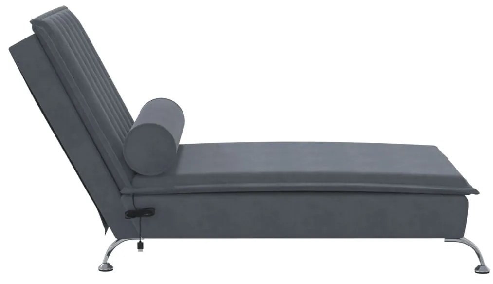 Chaise lounge de massagem com rolo veludo cinzento-escuro