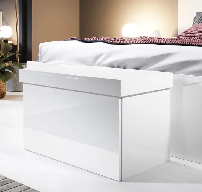 Baú/Sapateira com Gaveta BRAGA - 75X44X46 cm - Branco Brilhante - Desi