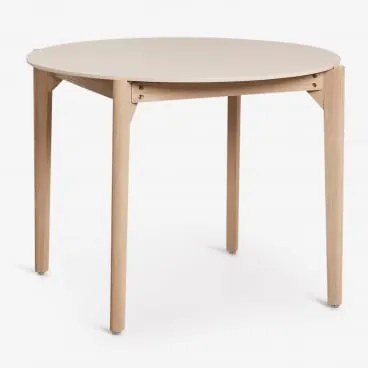 Mesa De Jantar Redonda Ø100 Cm Em Cimento E Madeira De Acácia Xajul Marrom Acácia Claro - Sklum