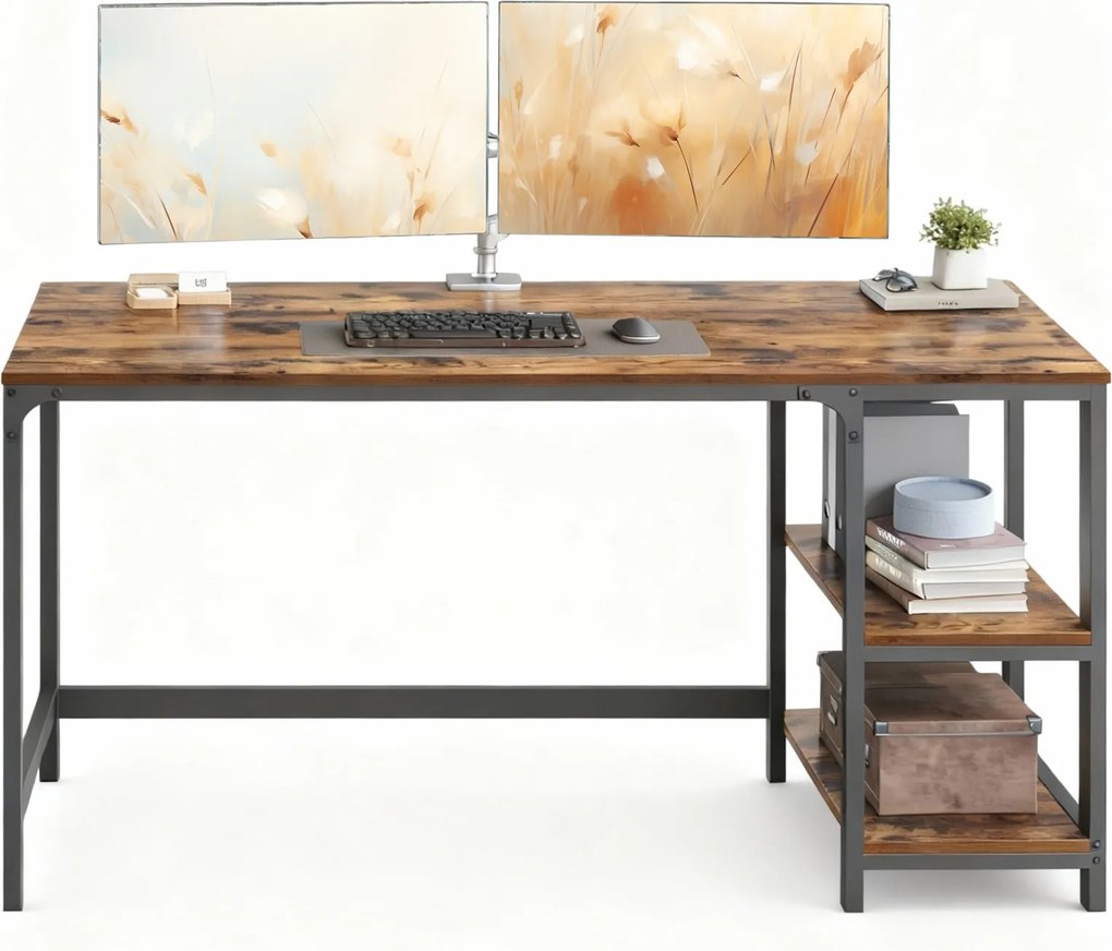 Secretaria para computador 140,5 x 60,5 x 76,3 cm castanho-preto