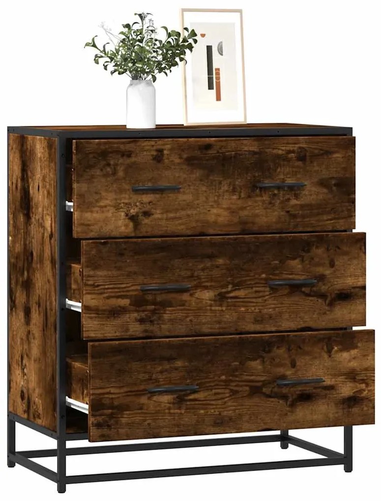 Aparador 68x35x76 cm deriv. de madeira/metal carvalho fumado