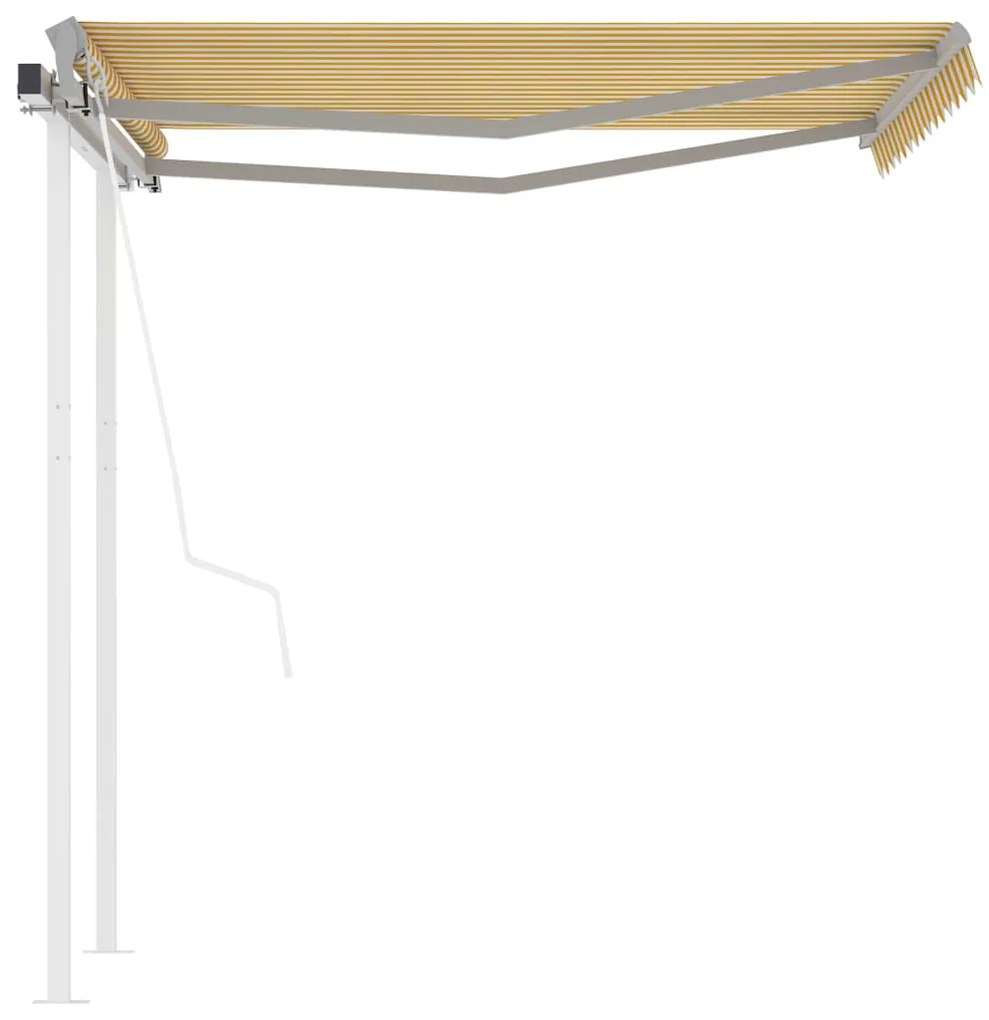 Toldo retrátil automático com postes 3x2,5 m amarelo e branco