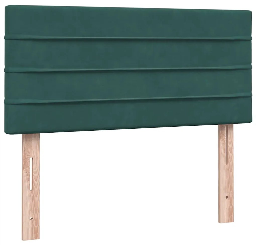 Cama com molas/colchão verde-escuro 80x210 cm veludo