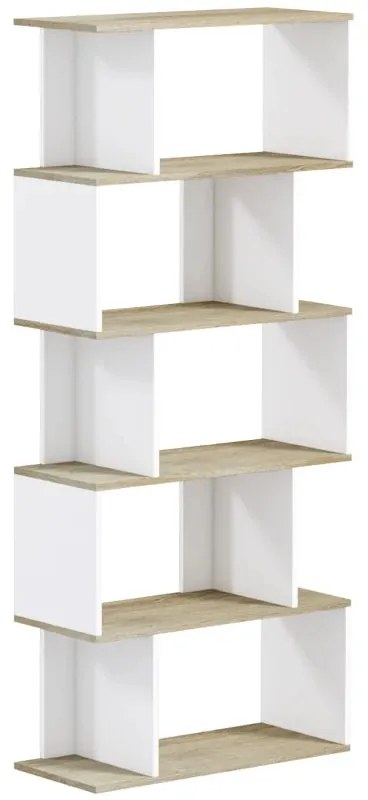 Estante Bergan com 5 Prateleiras de 163cm - Branco/Carvalho - Design N