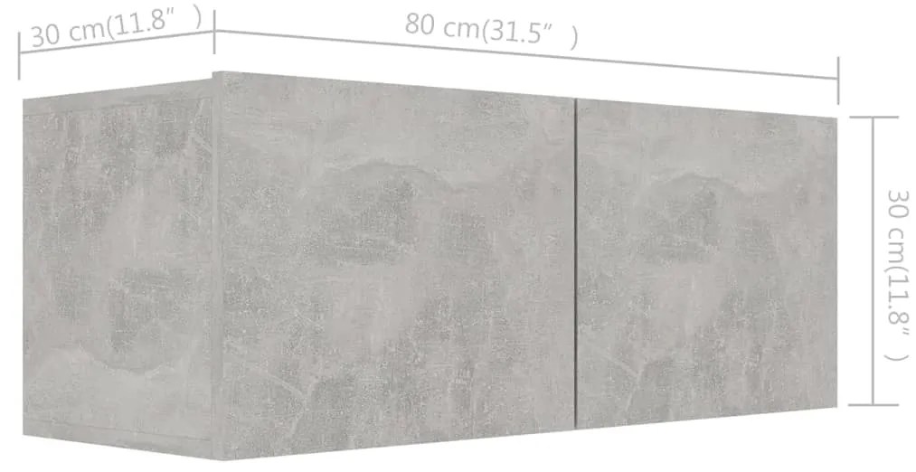 Móvel de TV de Parede Valqui de 2 Módulos - Cinzento Cimento - Design