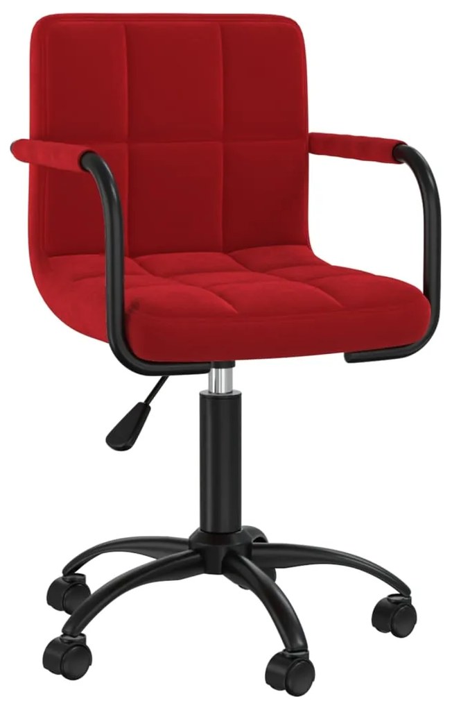 vidaXL Cadeira de jantar giratória veludo vermelho tinto
