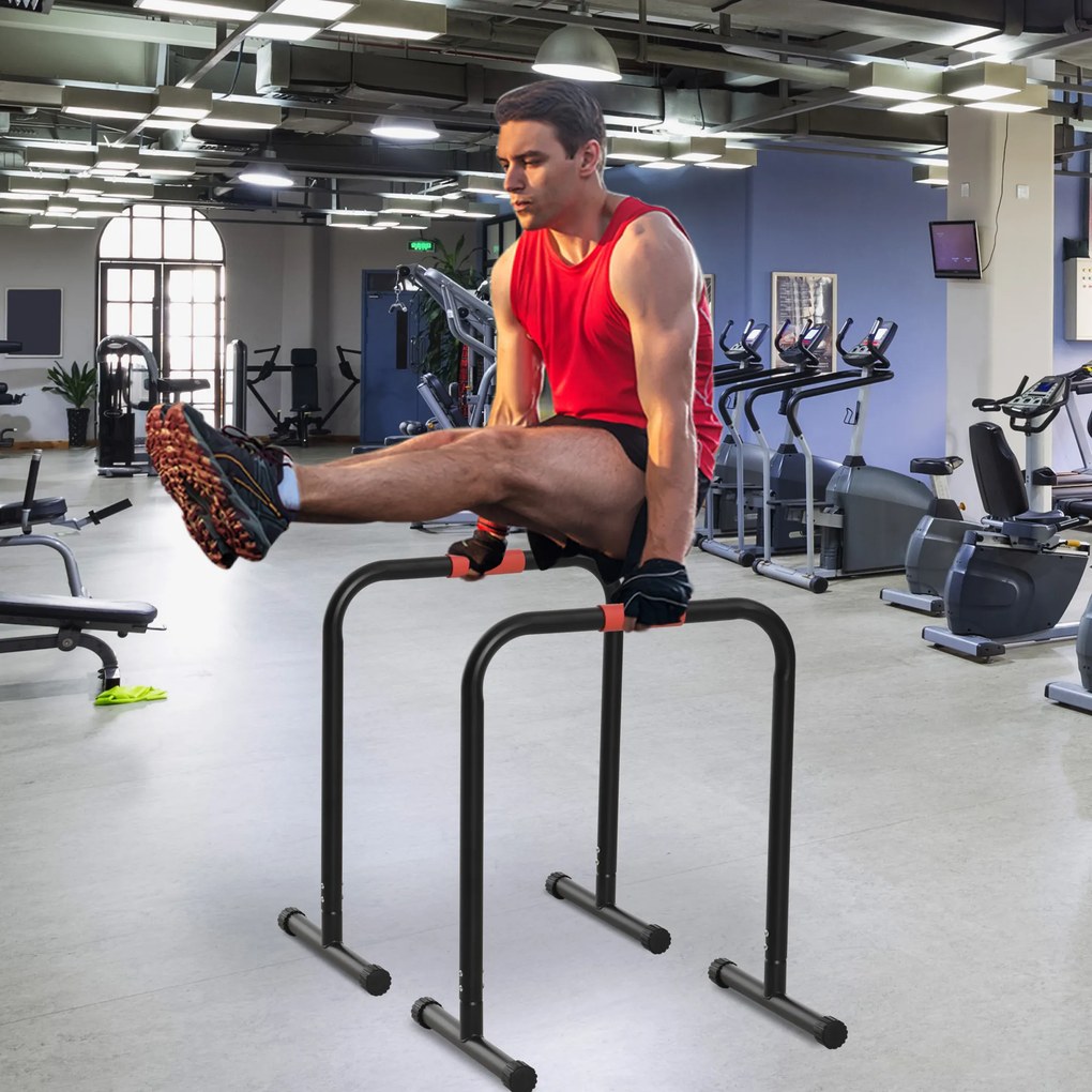 Suporte de treino de barras paralelas para flexões inclinadas construção muscular Calistênicos 63x41x73 cm Preto
