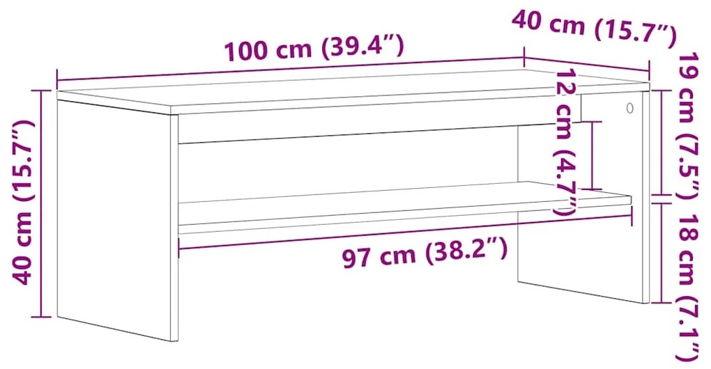 Móvel p/ TV 100x40x40 cm derivados de madeira cinzento cimento