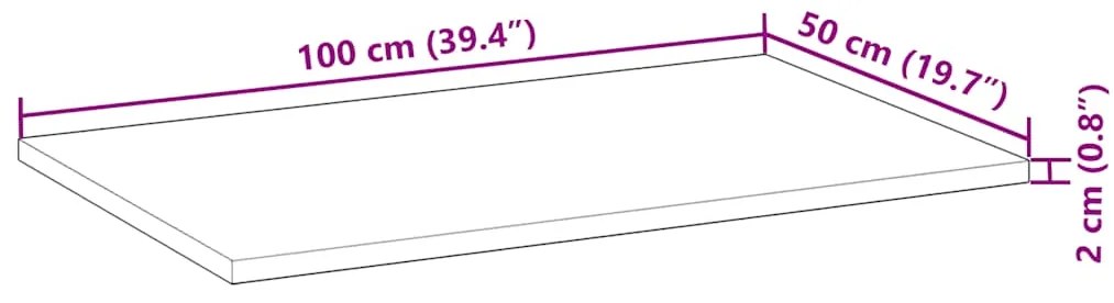 Tampo de secretária 100x50x2 cm acácia maciça acabamento a óleo