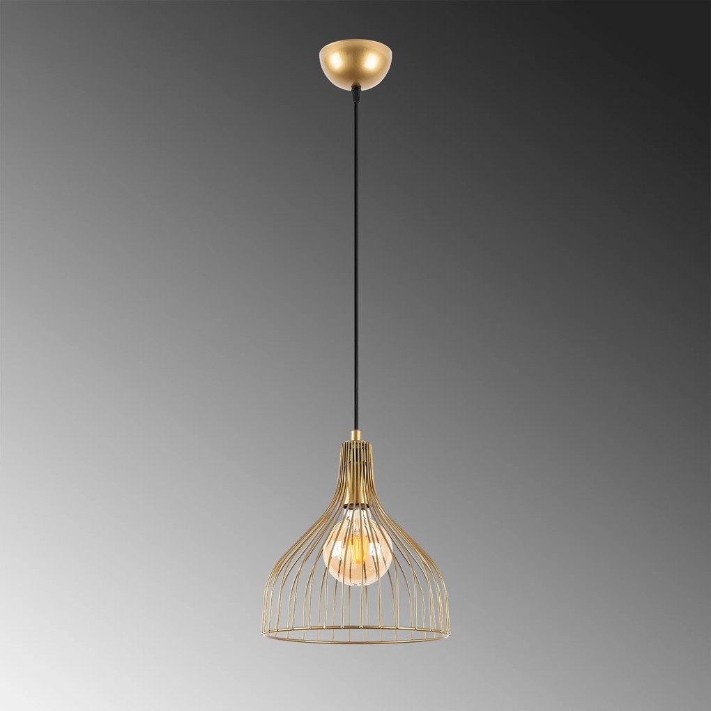 Candeeiro de Teto Cafu – Dourado Brilhante – 25 x 25 x 123 cm