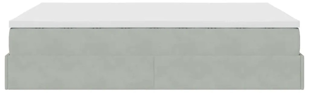 Estrutura de cama otomana com colchão 140x190 cm cinzento claro