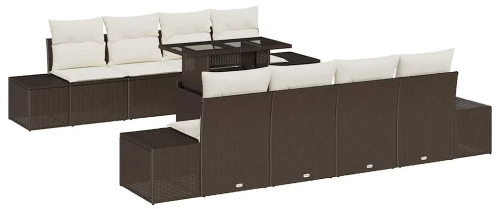 Conjunto de Sofás de Jardim de 7 Peças com Almofadas Castanho em Ratta