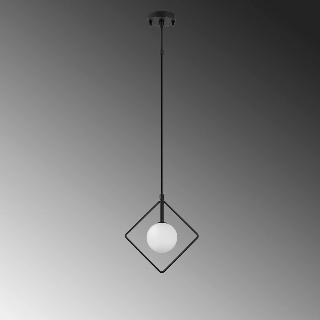 Candeeiro Suspenso Geometri – Preto e Branco – 24 x 12 cm