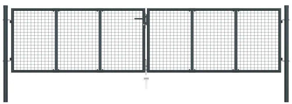 Portão de jardim em rede aço galvanizado 400x125 cm cinzento