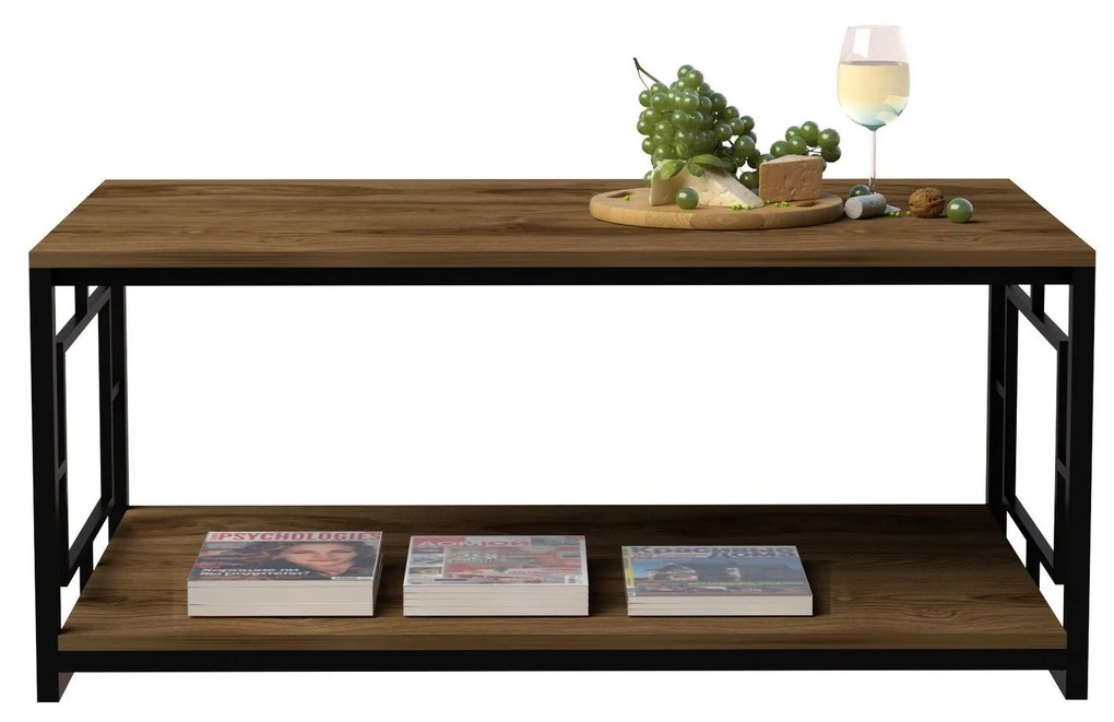 Mesa de Centro Kelvin – Nogueira/Preto – 120x50x60 cm